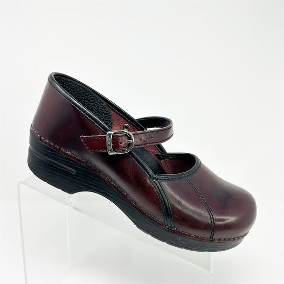 Dansko Mary Jane Clogs Cherry Red Leather Size 40 (US 9.5-10) Casual Block Heel - Picture 1 of 13